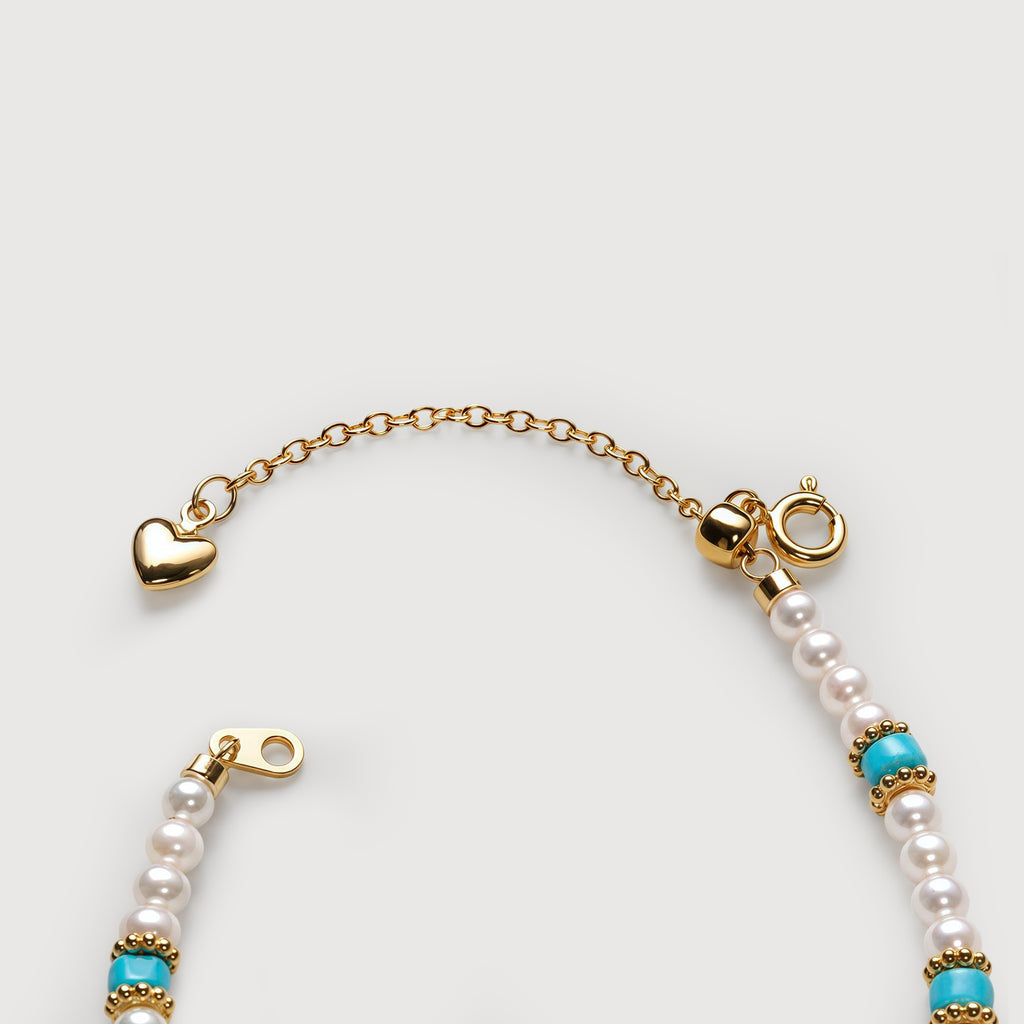 Freshwater Pearl Turquoise-Accent Gold-Plated Bracelet