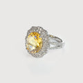 Silver-Tone Yellow Zircon Halo Copper Ring