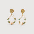 Gold-Tone Shell Beaded Teardrop Earrings