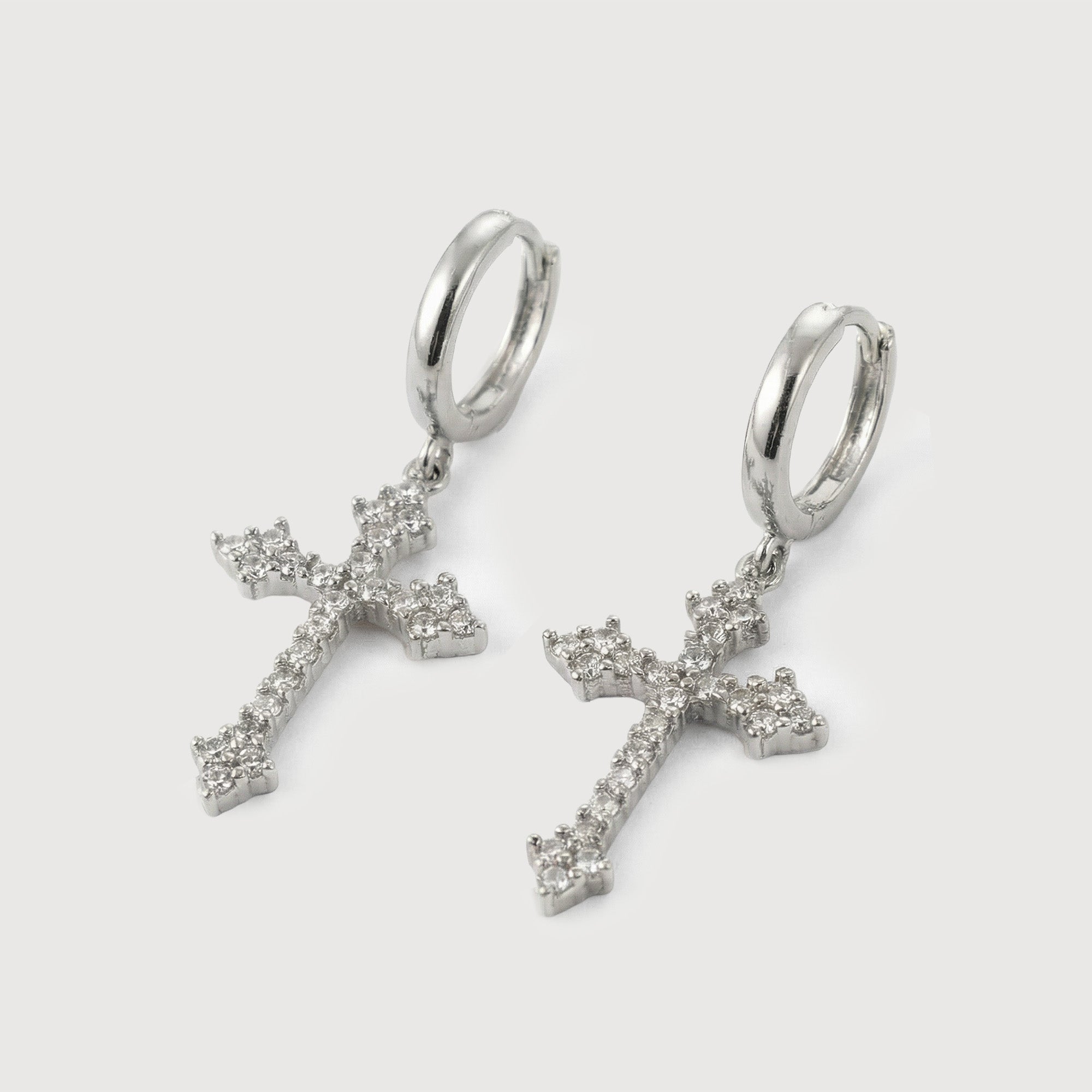 Zircon Cross Huggie Drop Earrings