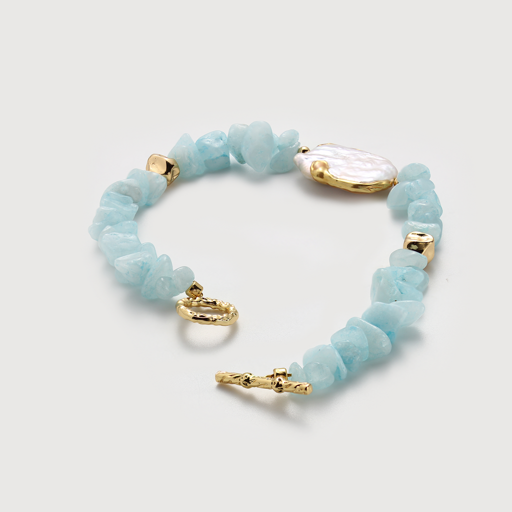 Gold-Plated Natural Stone Baroque Pearl Bracelet
