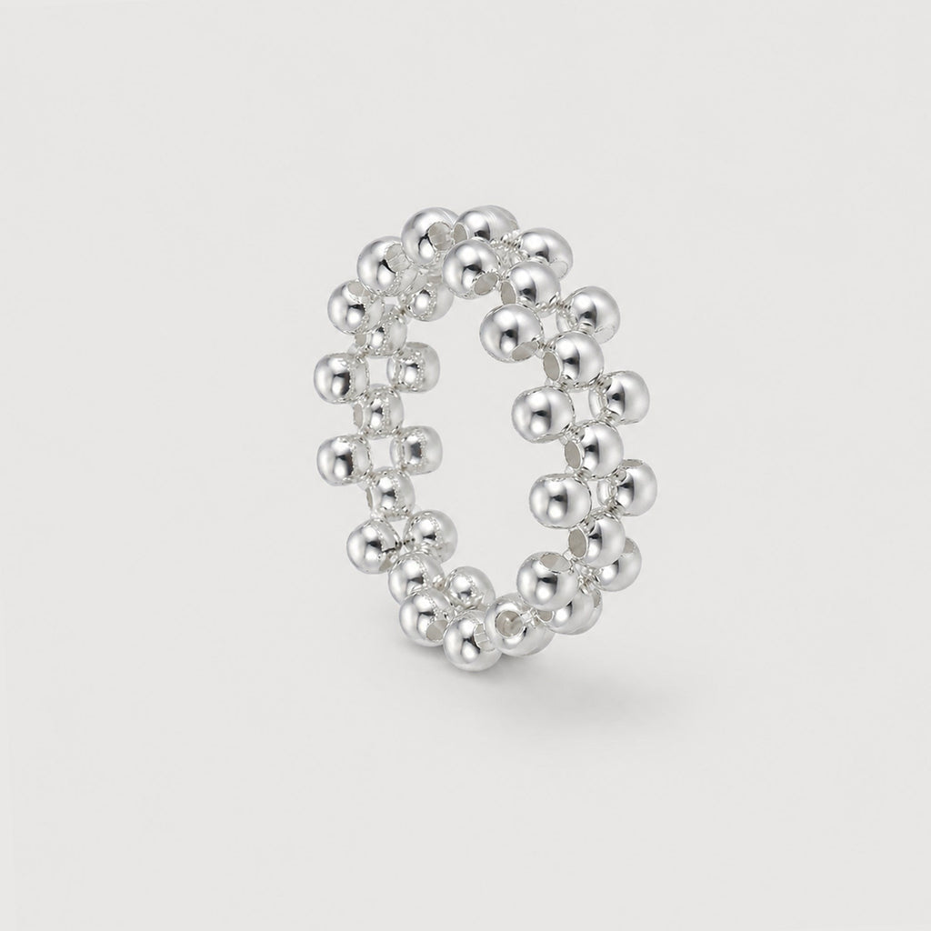S925 Sterling Silver Multi-Row Bead Ring