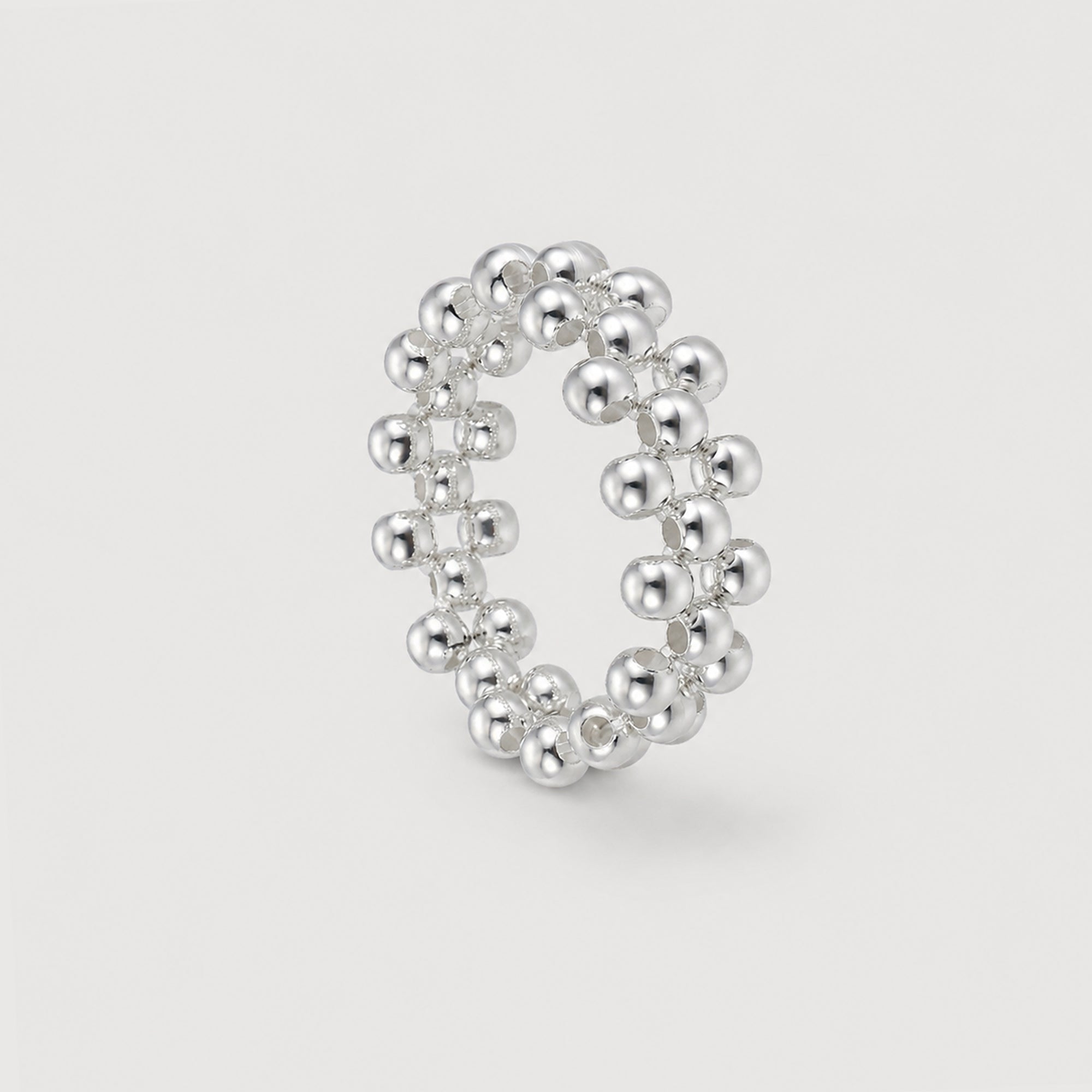 S925 Sterling Silver Multi-Row Bead Ring
