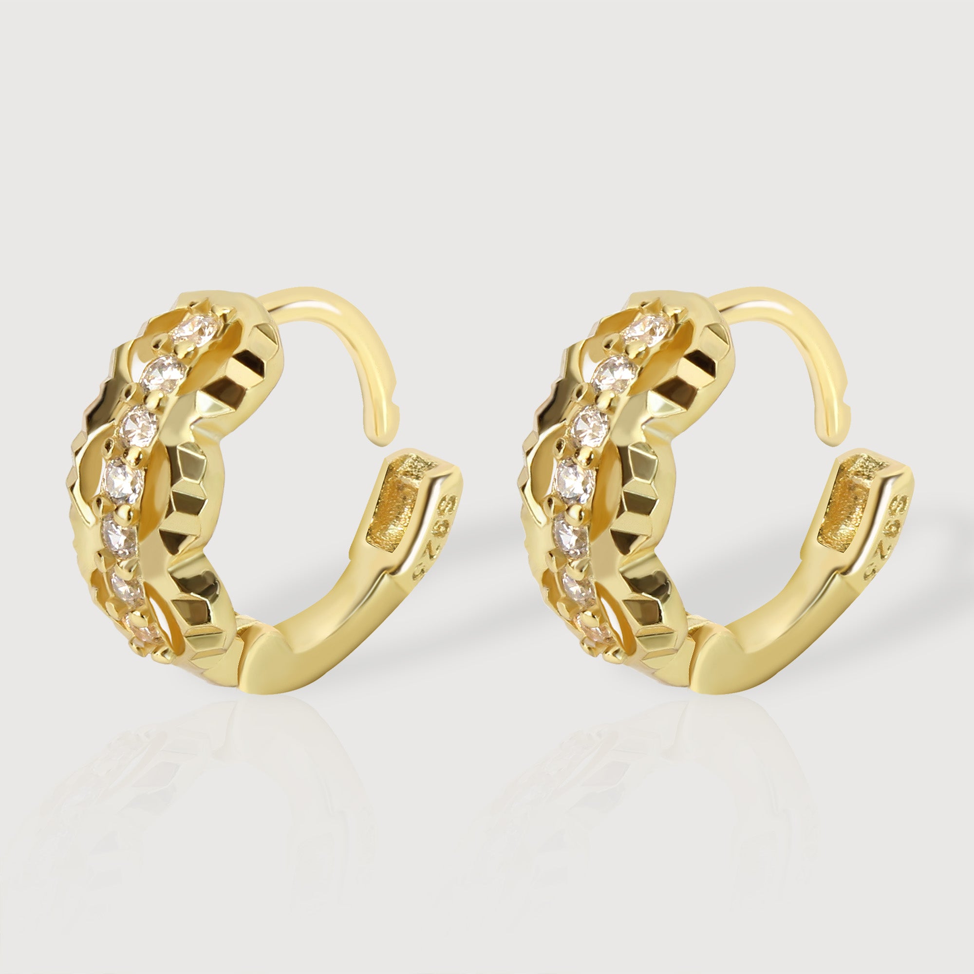 Interlaced Zirconia Huggie Earrings