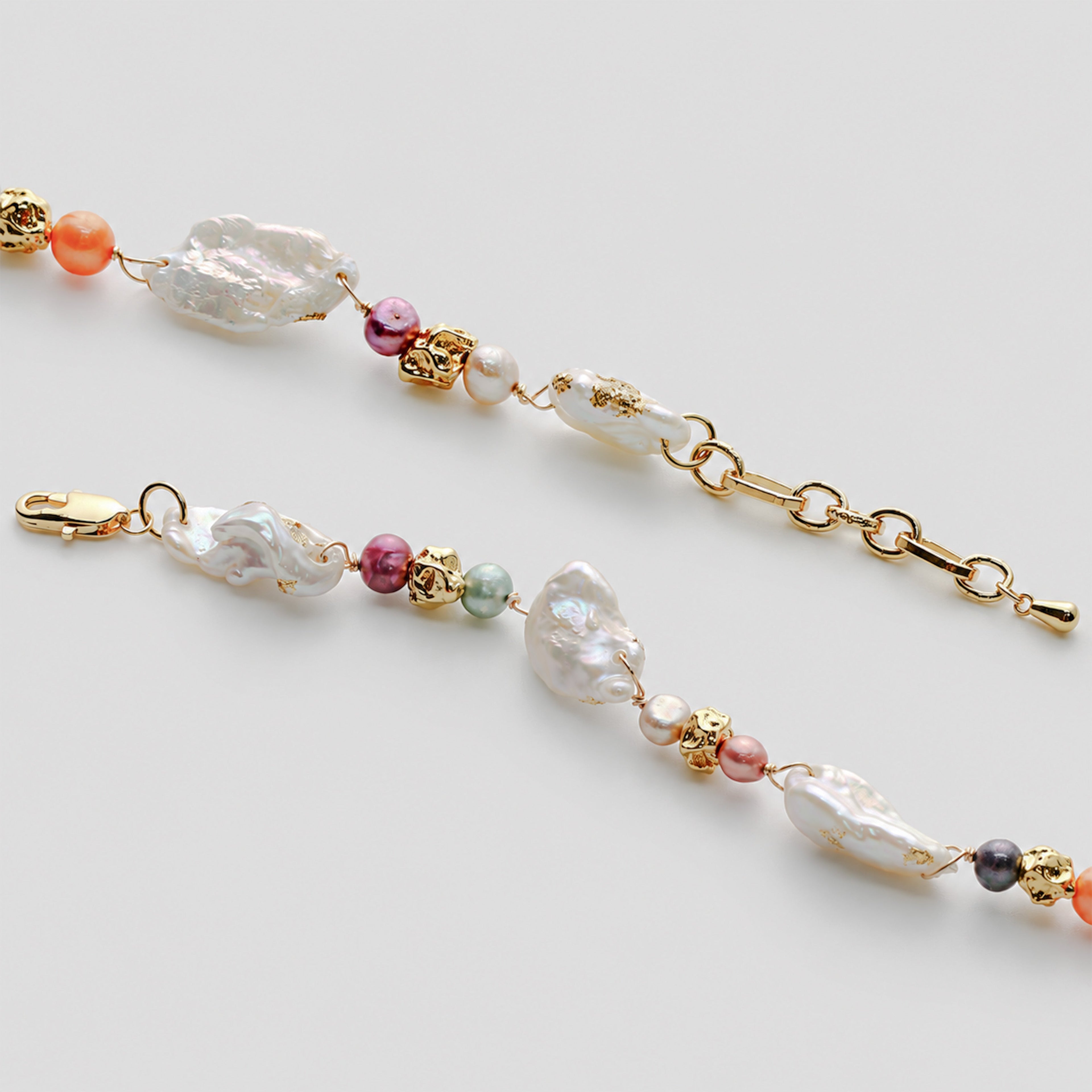 18K Gold-Plated Multicolor Baroque Pearl Bracelet