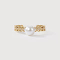 Pearl Filigree 18K Gold-Plated Copper Ring