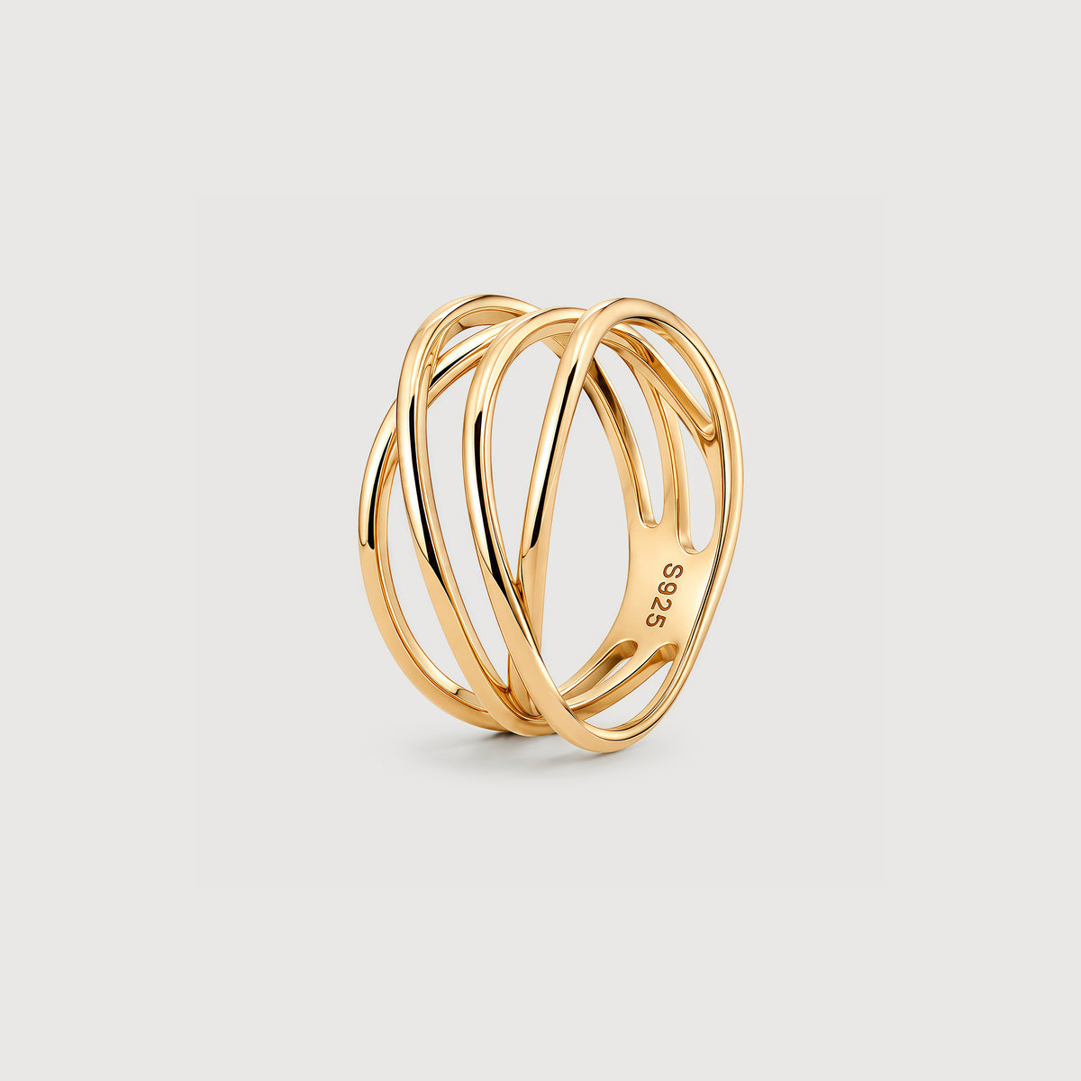 18K Gold-Plated S925 Interwoven Band Ring