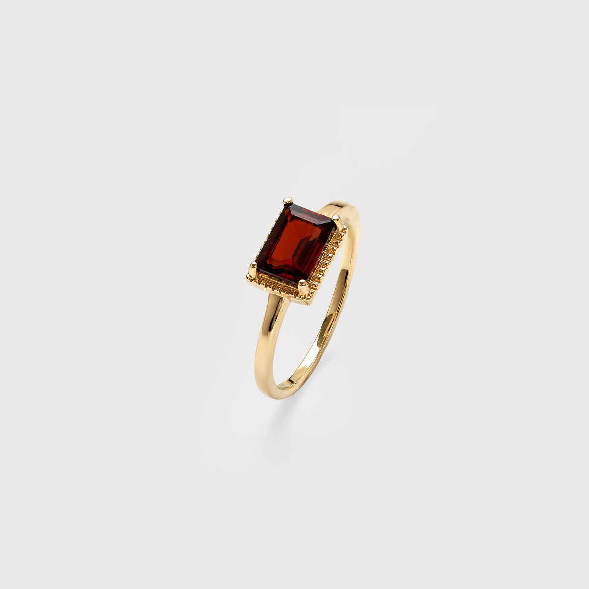 Gold-Plated S925 Rectangular Garnet Ring
