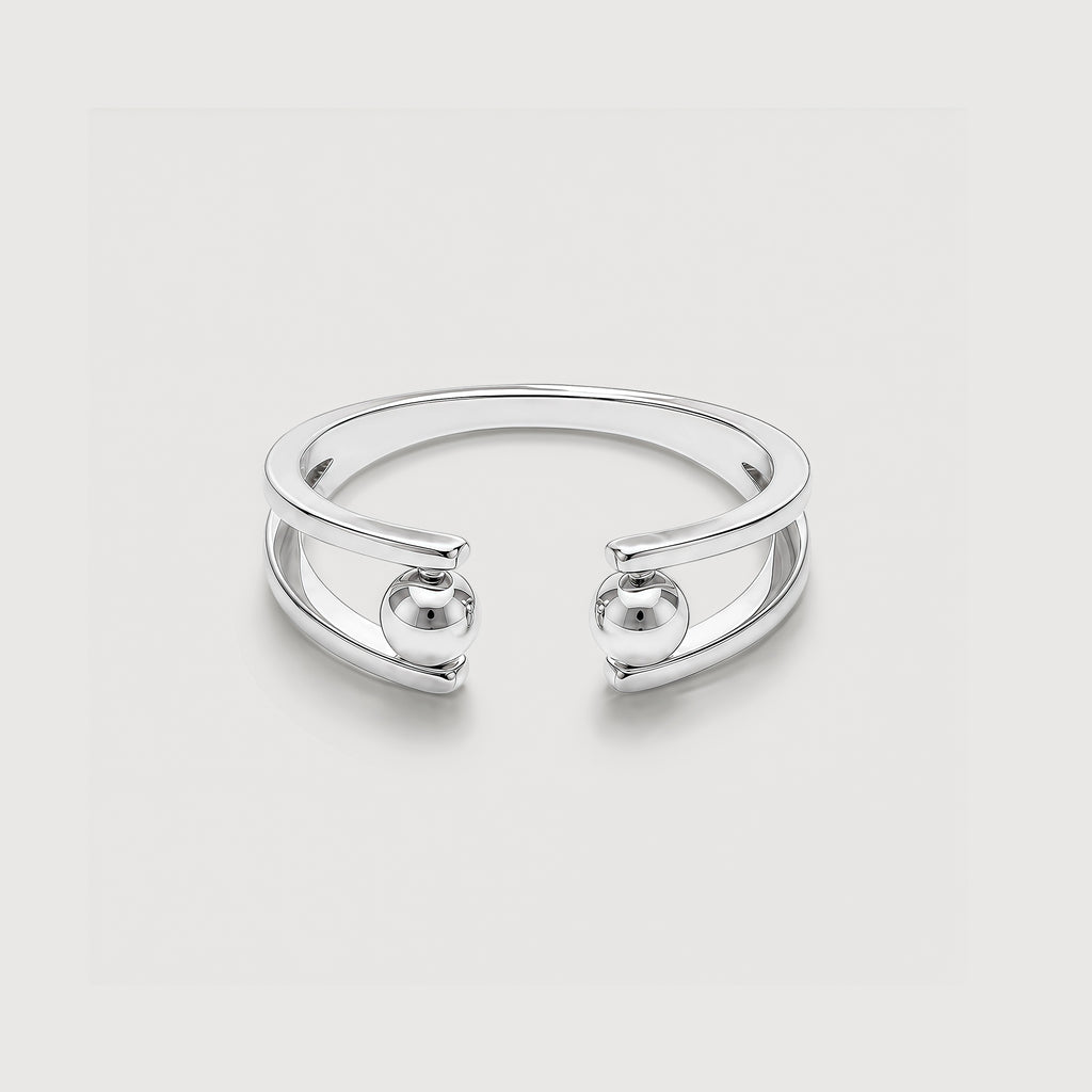 Real Gold-Plated S925 Double Ball Open Ring