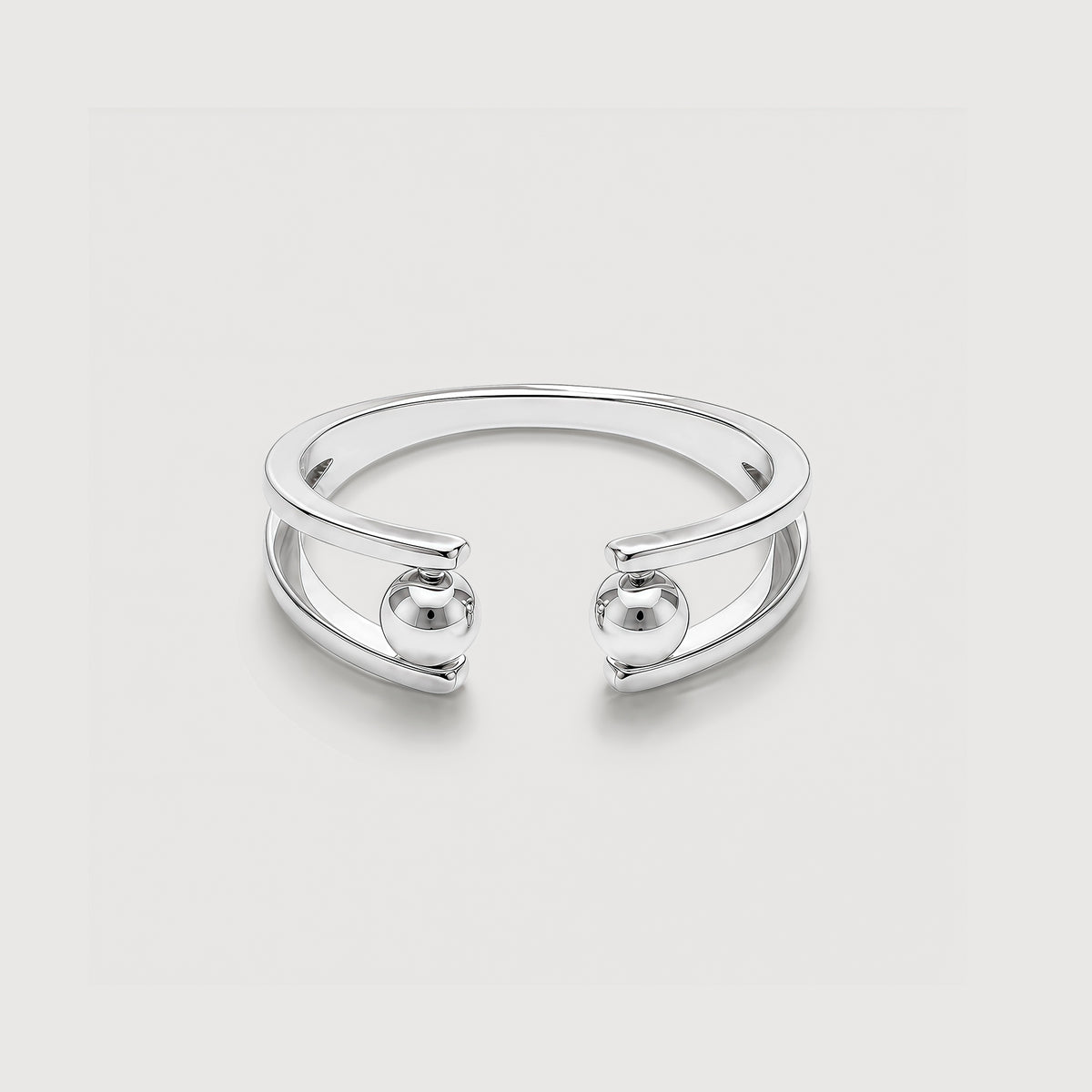 Real Gold-Plated S925 Double Ball Open Ring