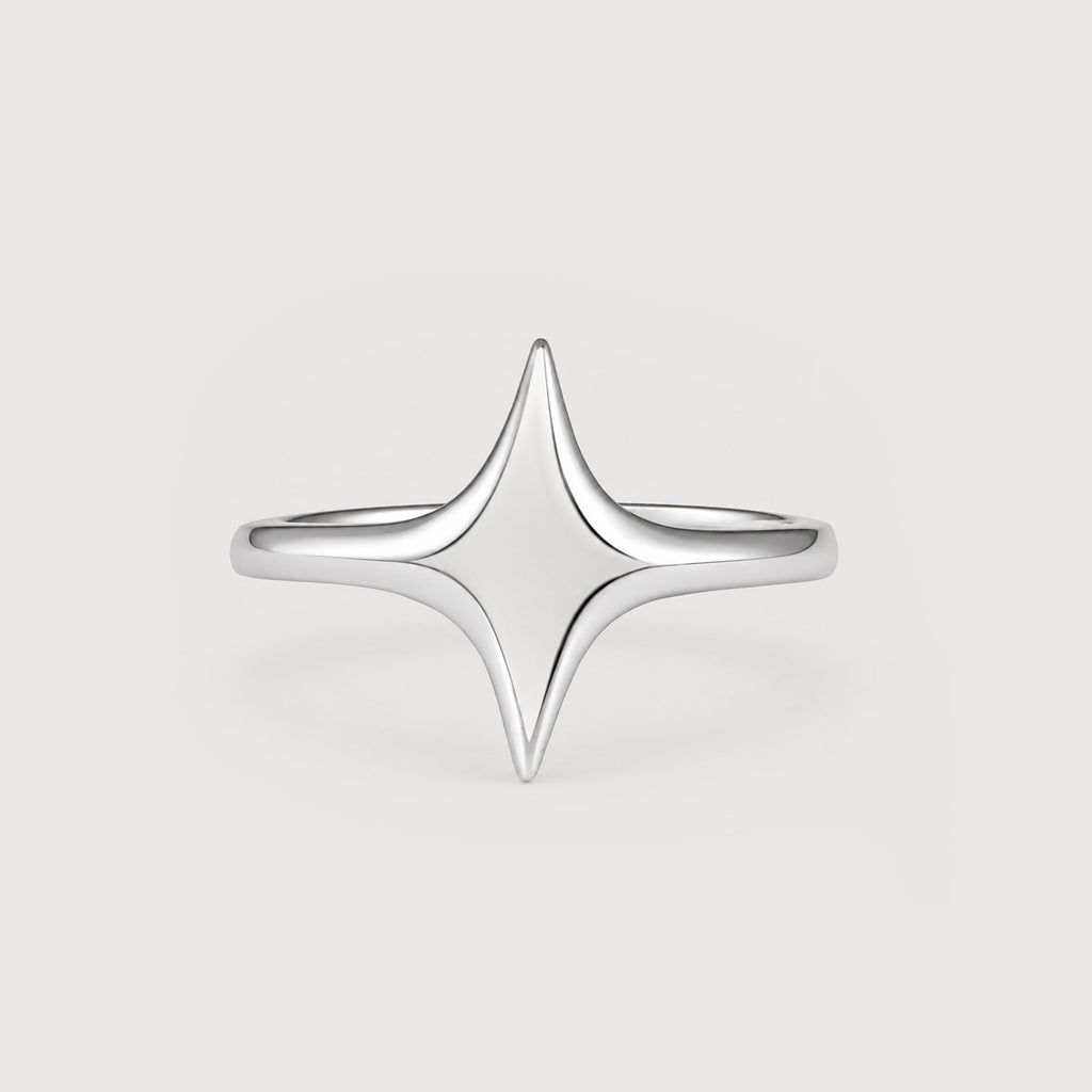 Sculptural Star S999 Adjustable Silver Ring