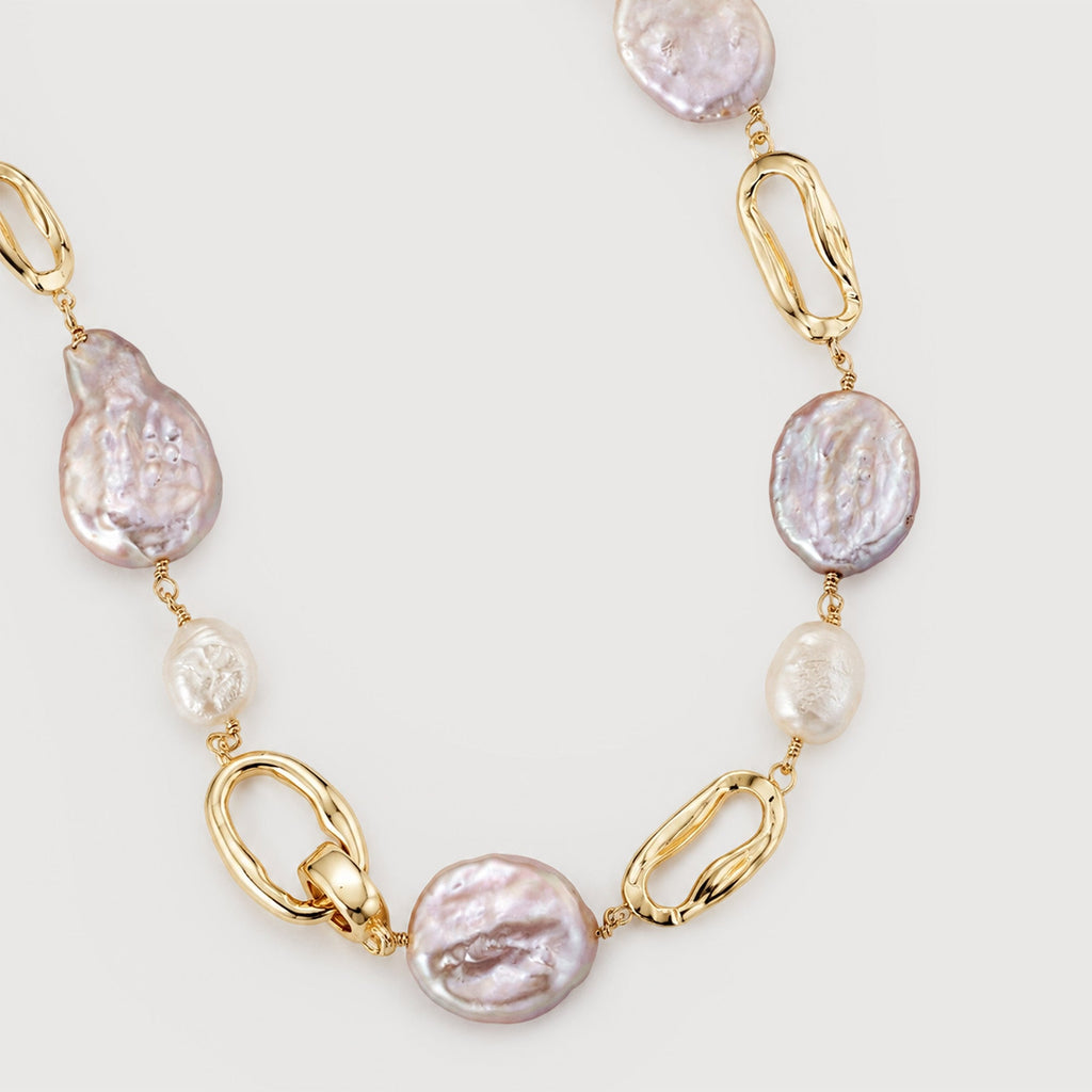 Pink Baroque Pearl Link Necklace