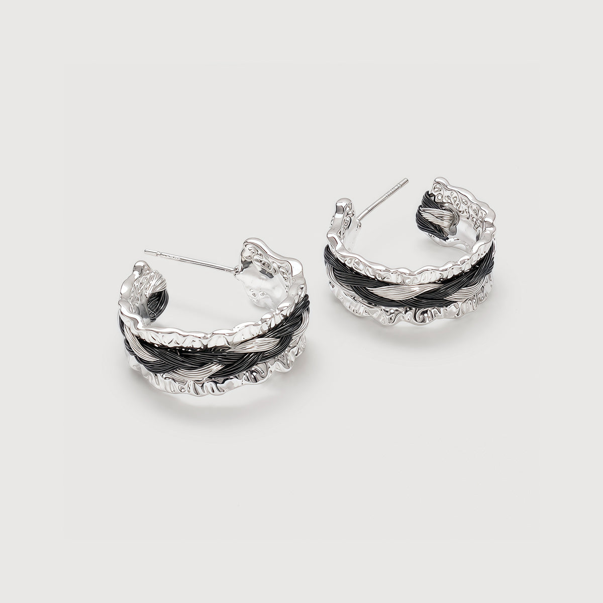 Braided Two-Tone Hoop Earrings