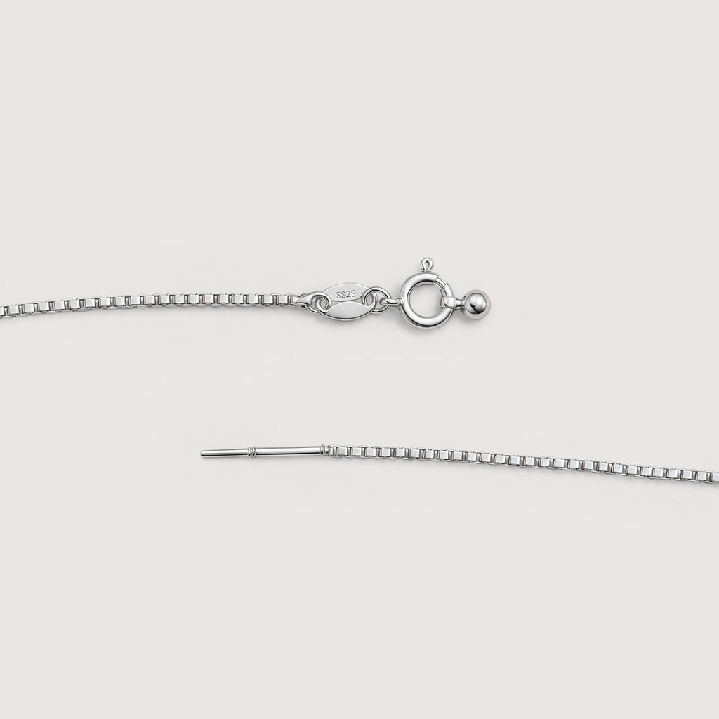 Sterling Silver Floating Pearl Box Chain Necklace
