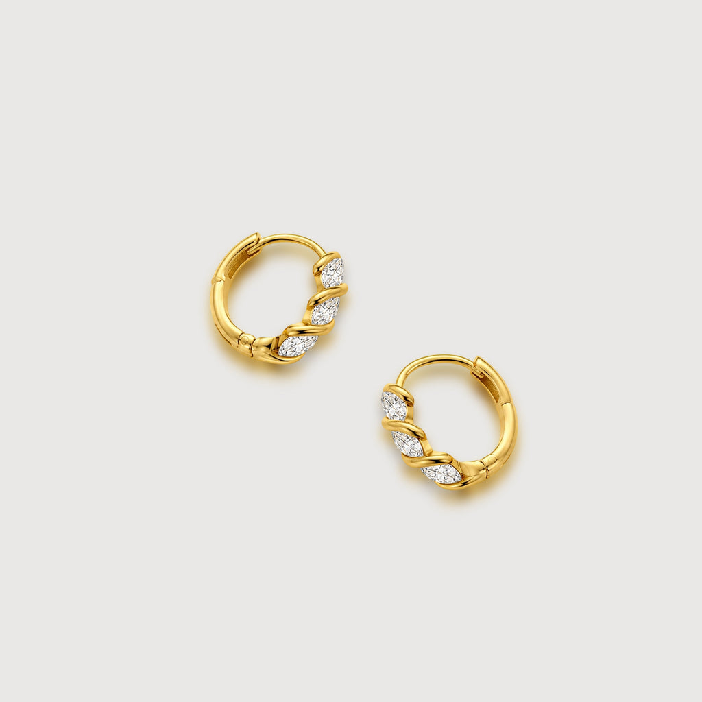 Twisted Leaf Zircon Hoop Earrings