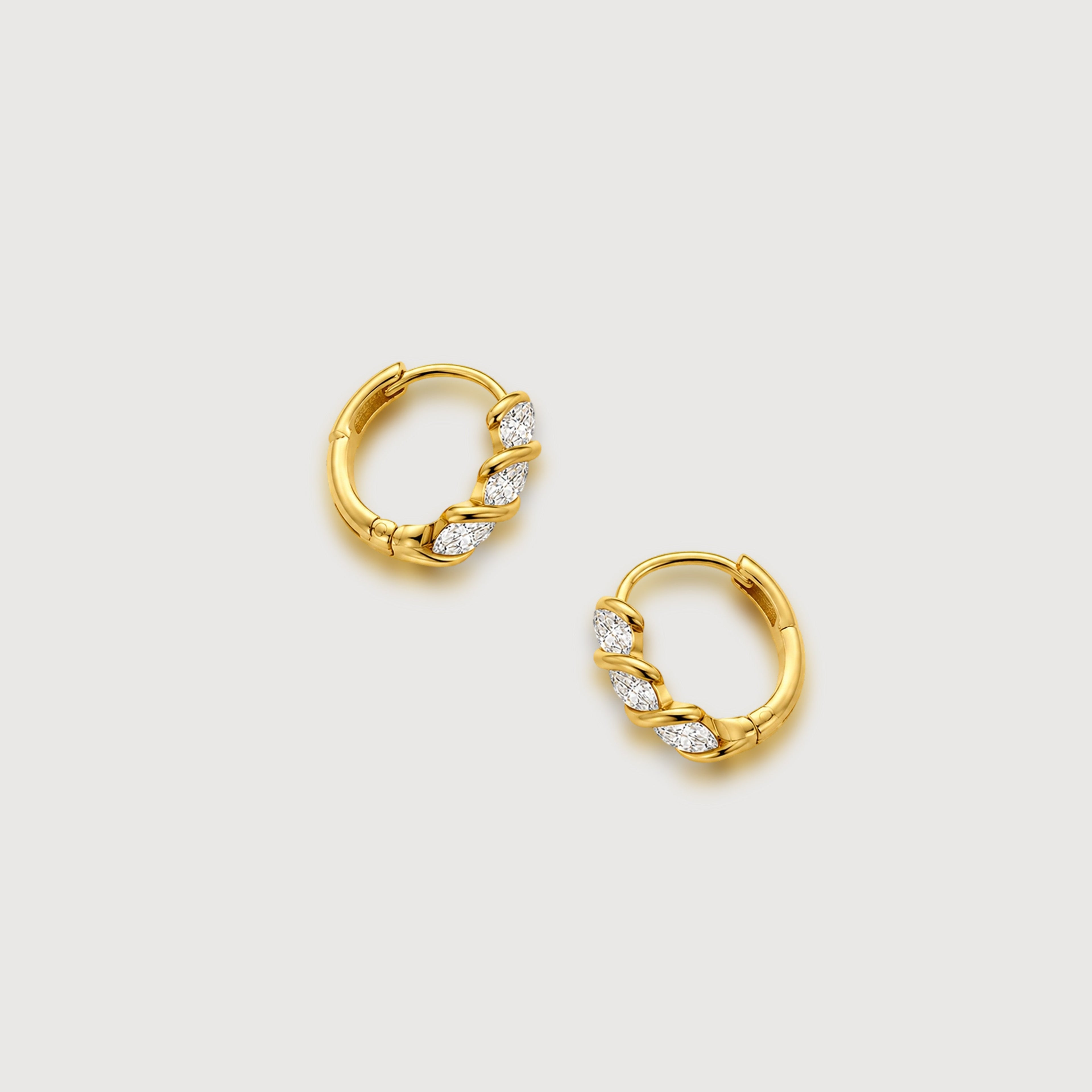 Twisted Leaf Zircon Hoop Earrings