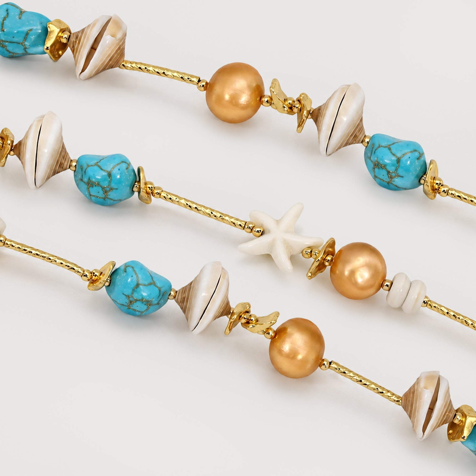 18K Gold-Plated Turquoise & Shell Bracelet