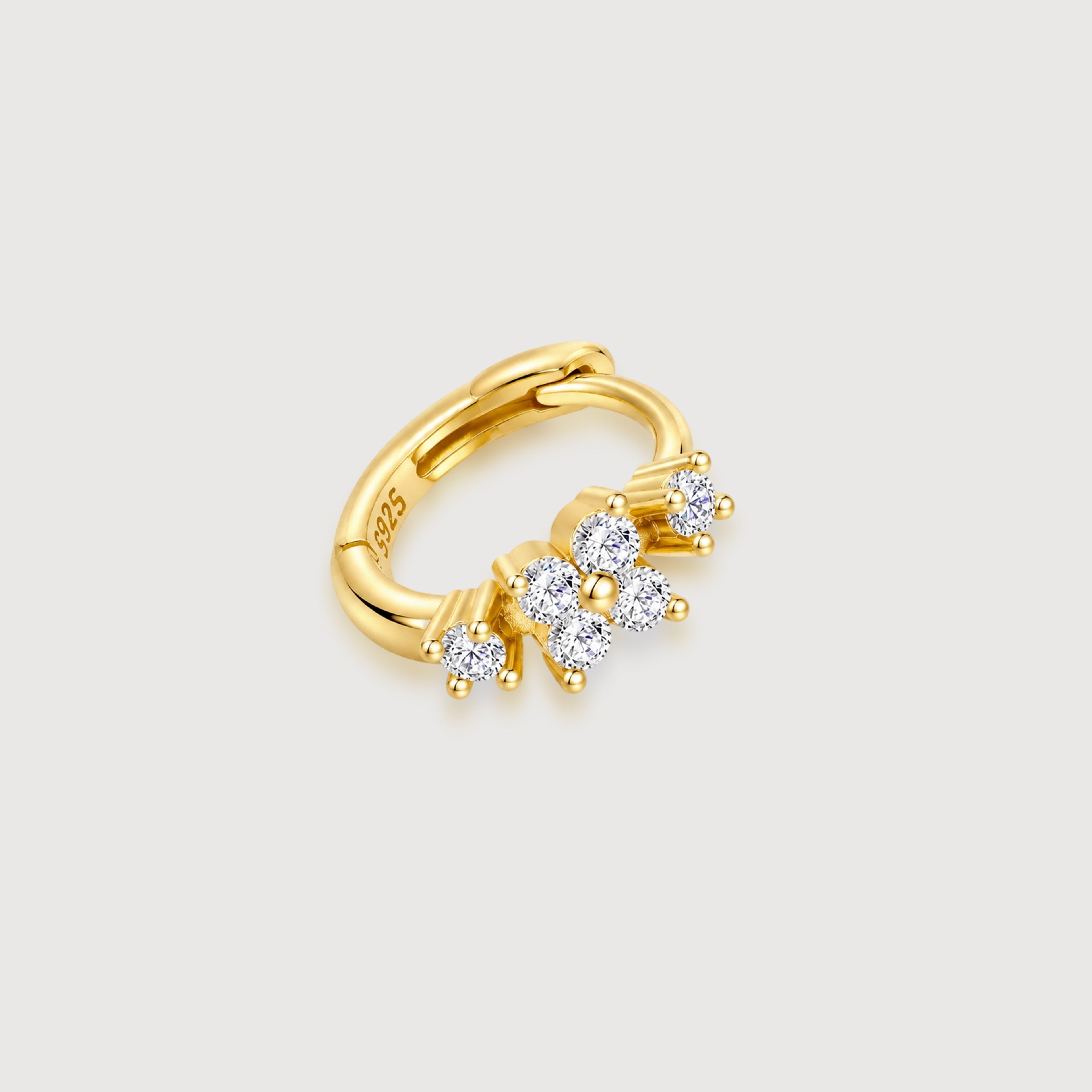 Floral 5A Zircon Huggie Hoop Earrings
