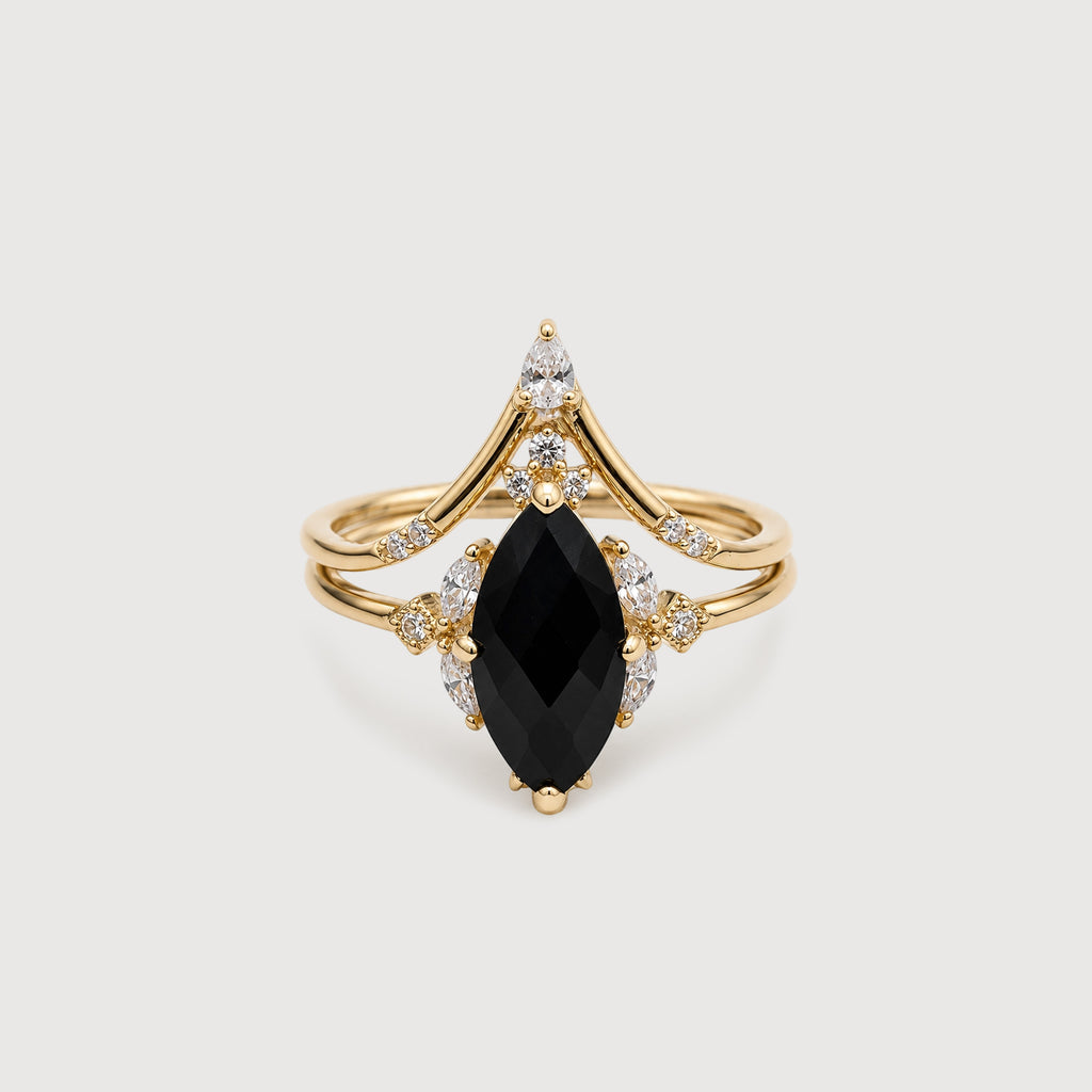 Real Gold-Plated S925 Sterling Silver Black Onyx Ring