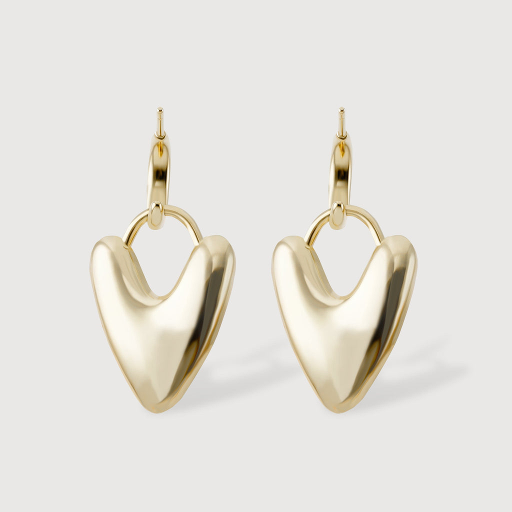 Iridescent Heart Drop Hoop Earrings
