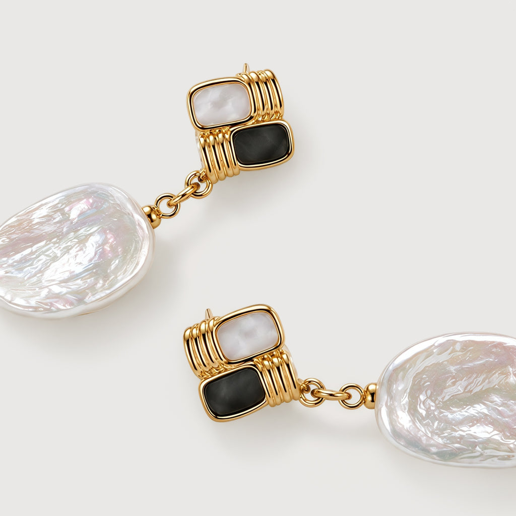Gold-Plated Baroque Pearl Drop Earrings