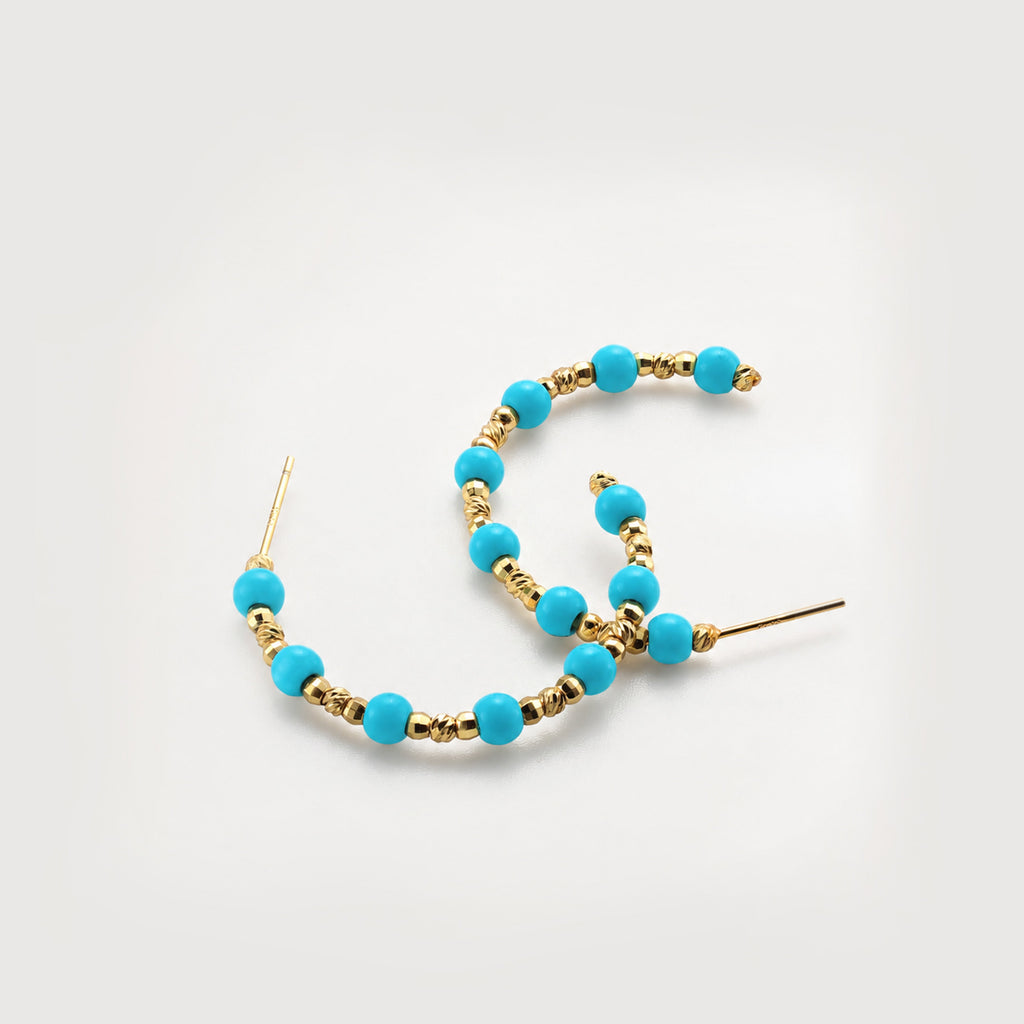 Gold-Plated Beaded Open Hoop Earrings