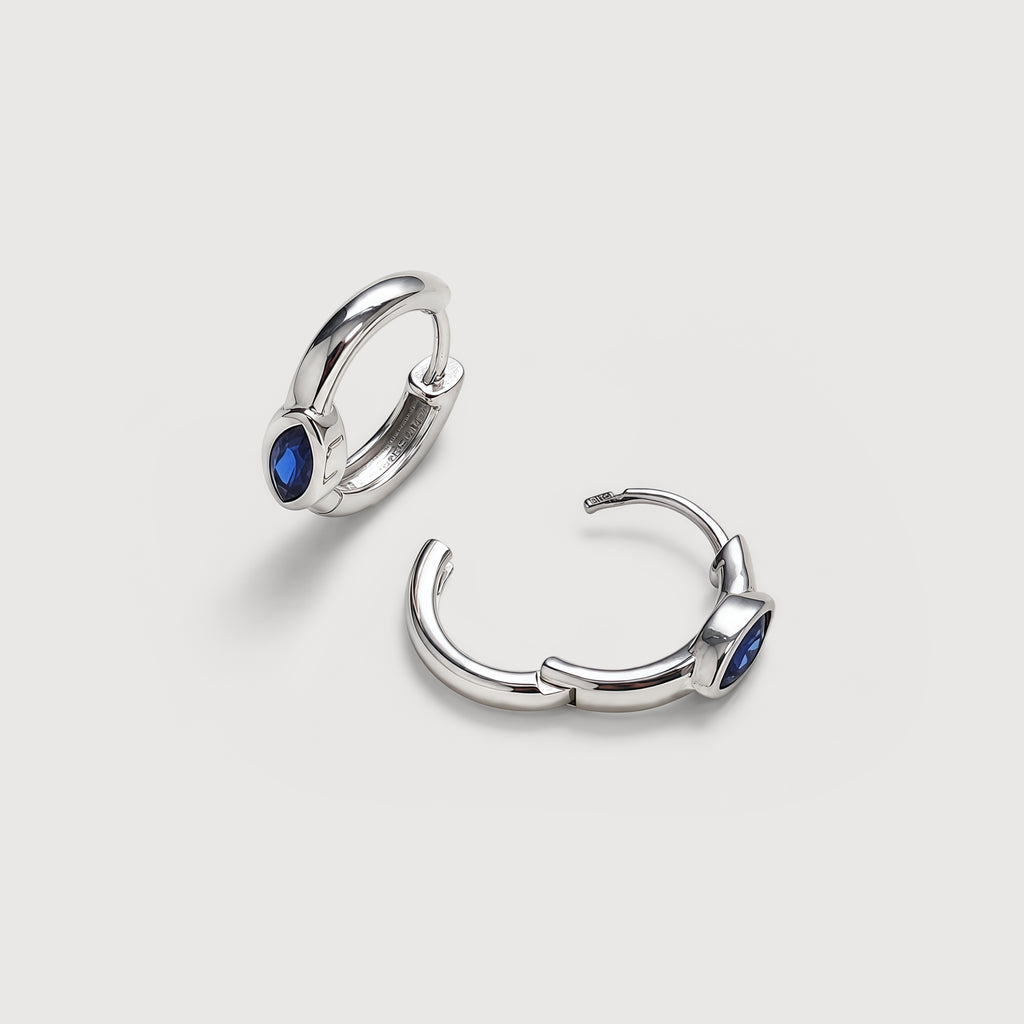 S925 Silver Marquise CZ Hinged Hoop Earrings