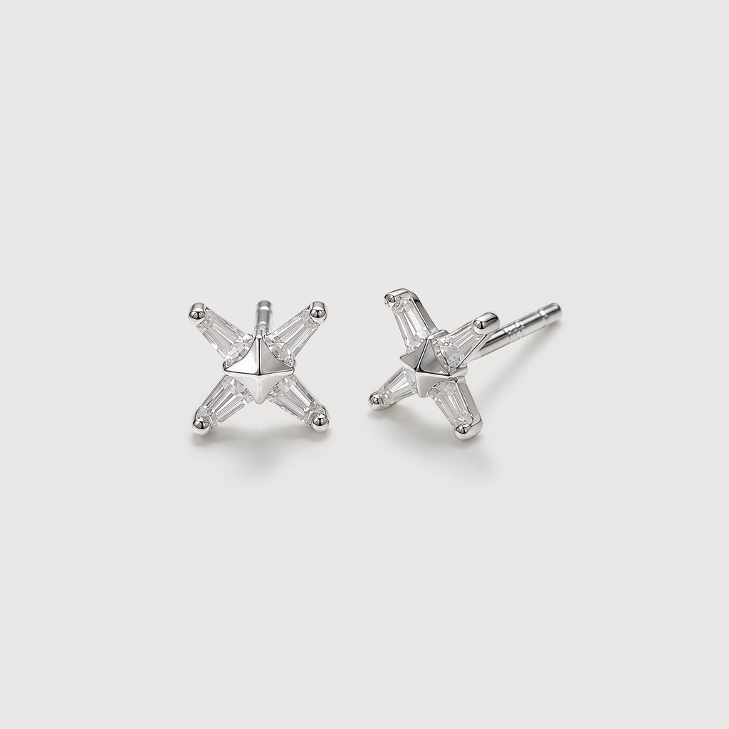 Real Gold-Plated S925 Geometric Star Stud Earrings