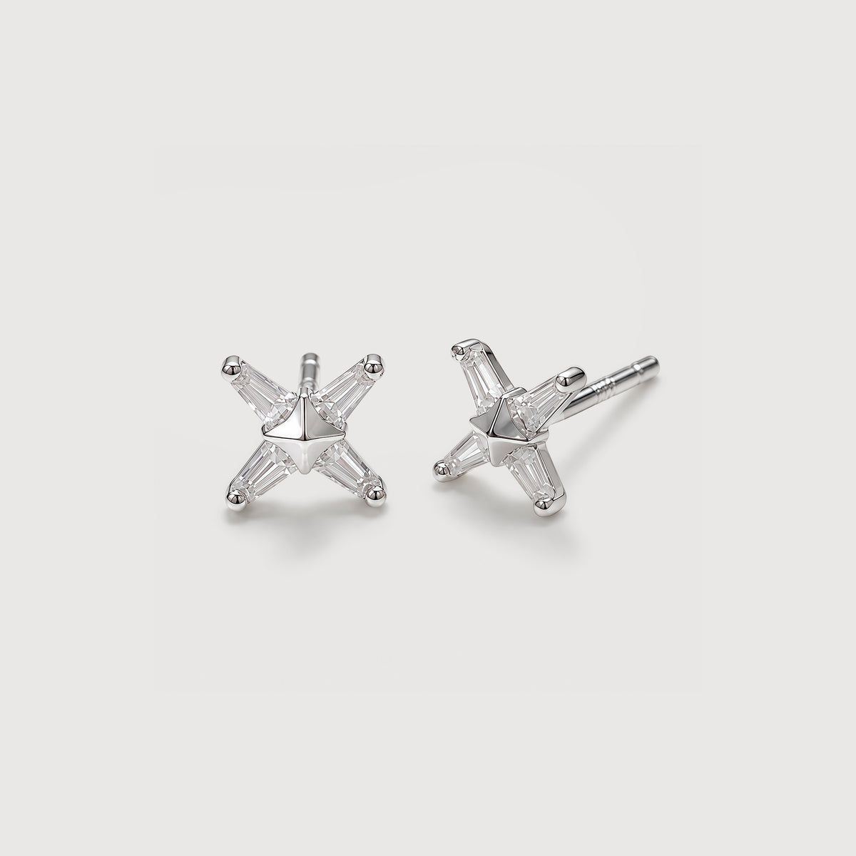Real Gold-Plated S925 Geometric Star Stud Earrings