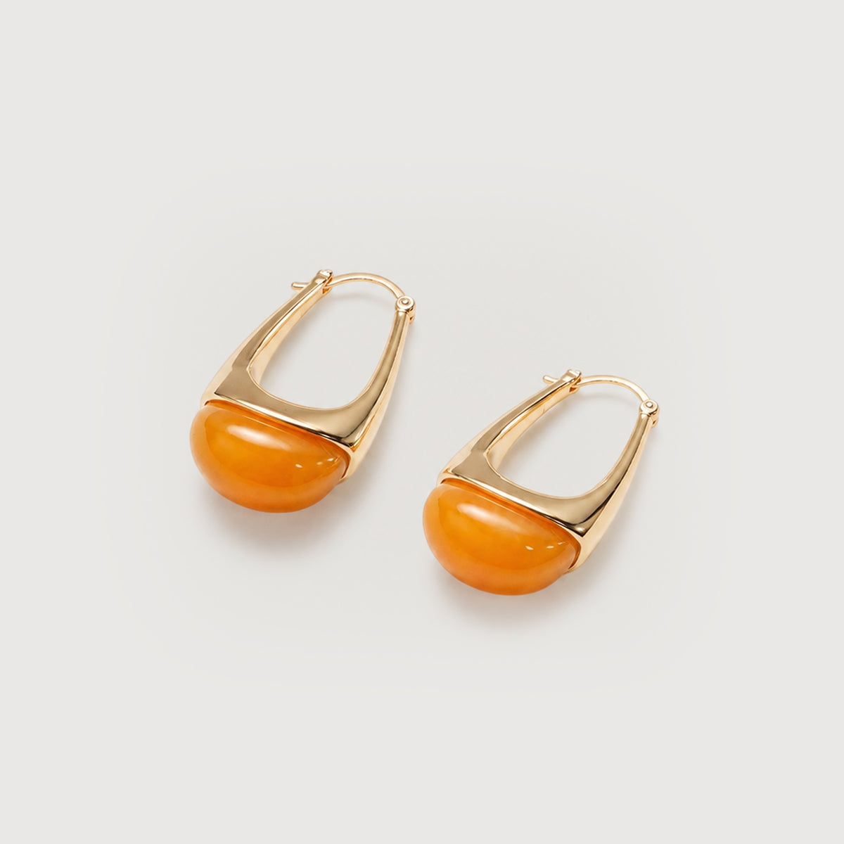 Resin Accent Sculptural Drop Hoop Earrings