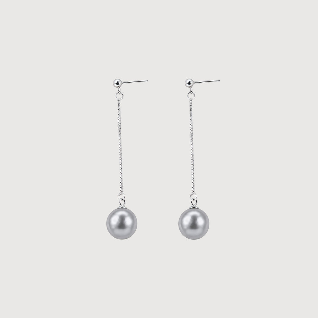 Sterling Silver Chain Pearl Drop Earrings