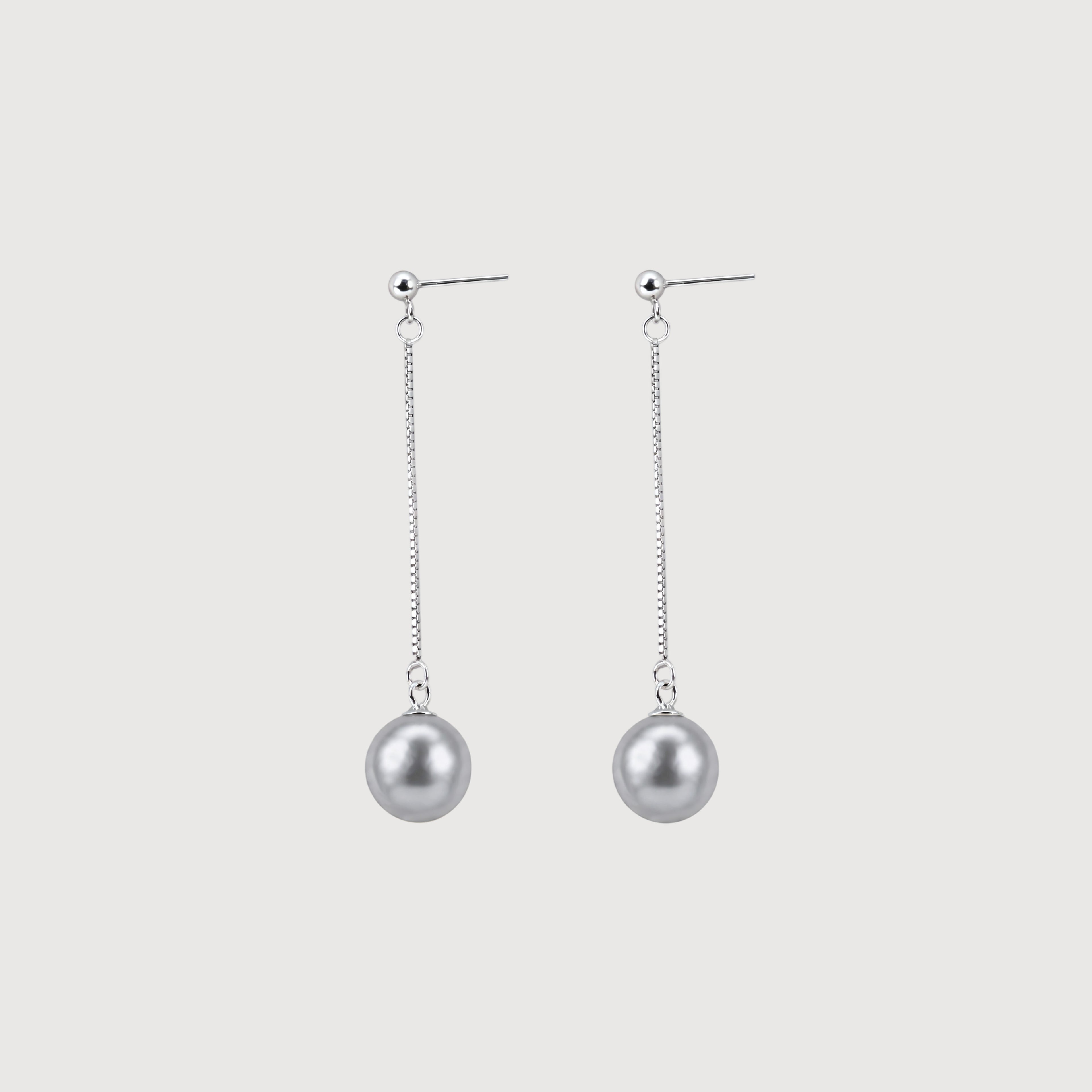 Sterling Silver Chain Pearl Drop Earrings