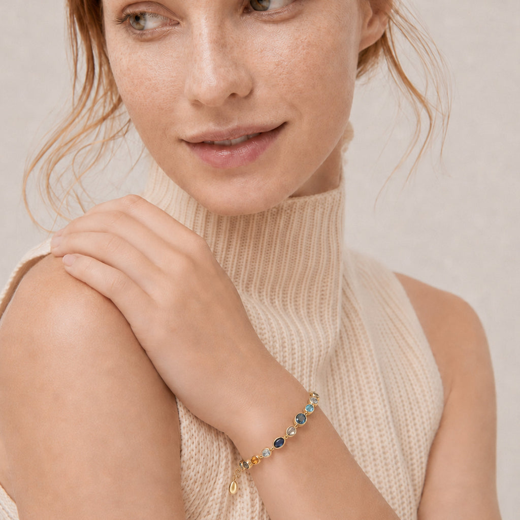 Gold-Plated Multicolor Crystal Bracelet