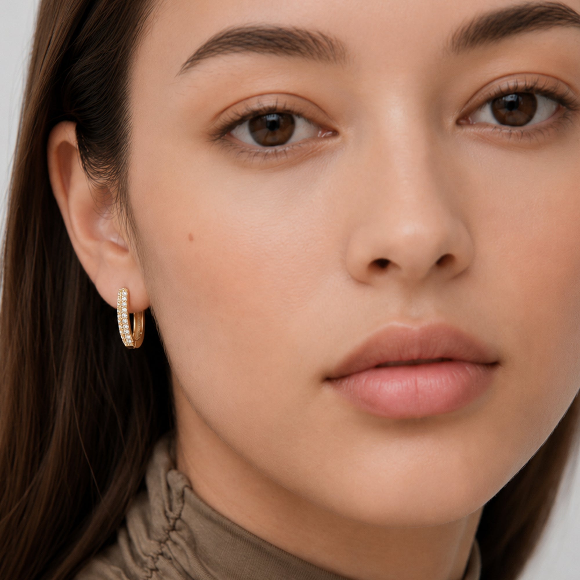Gold-Plated Zircon Huggie Hoop Earrings