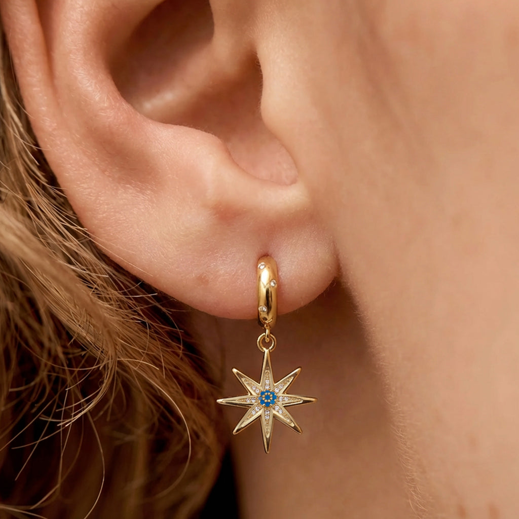 18K Gold-Plated Zircon Starburst Drop Earrings