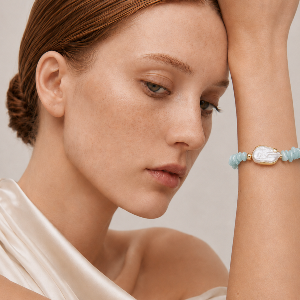 Gold-Plated Natural Stone Baroque Pearl Bracelet