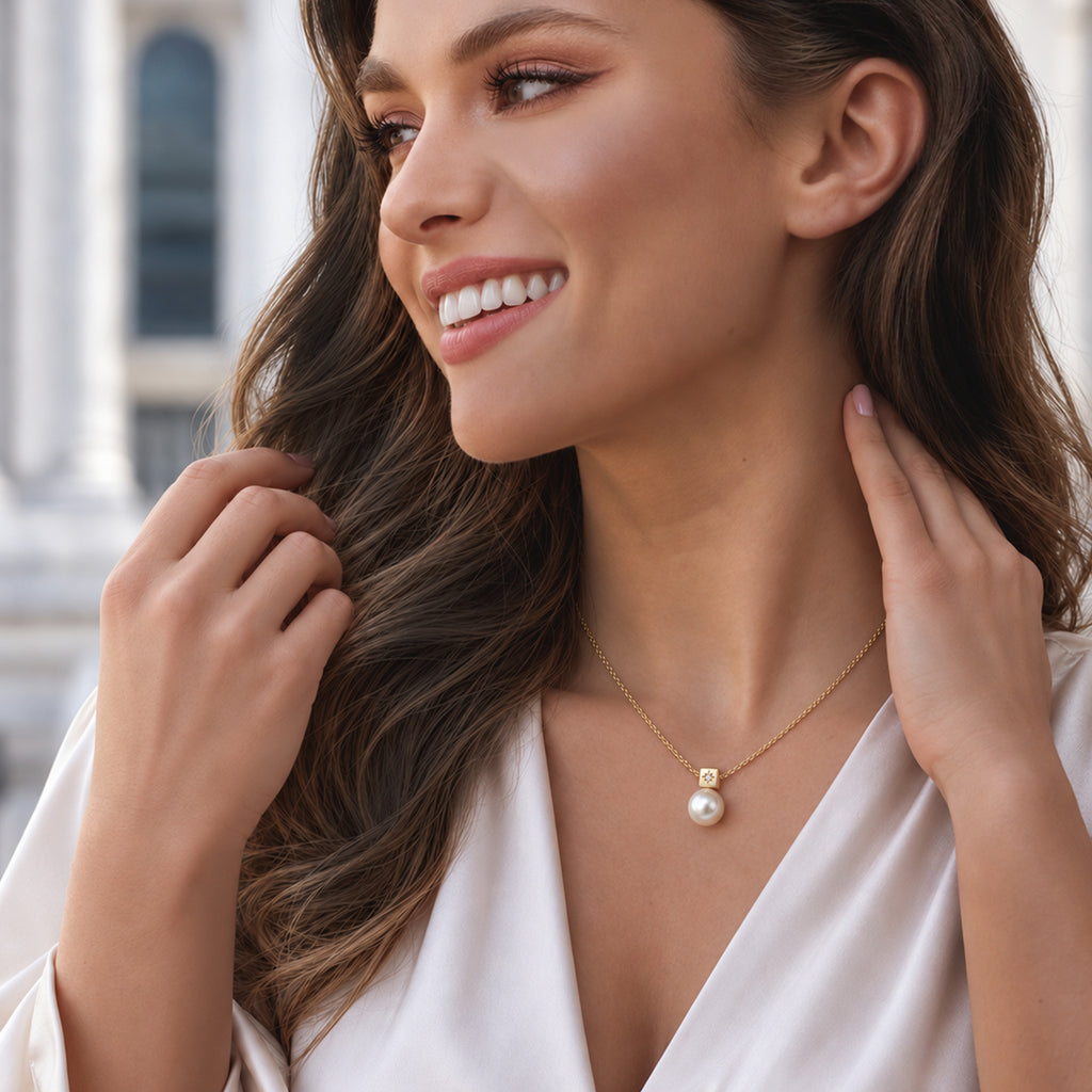 Gold-Plated Sterling Silver Pearl Pendant Necklace