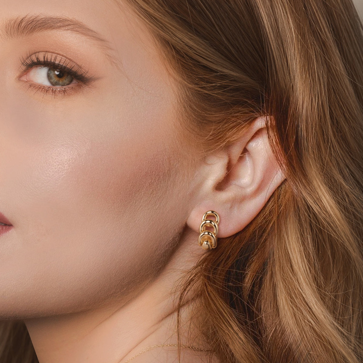 18K Gold-Plated S925 Interlocking Hoop Earrings