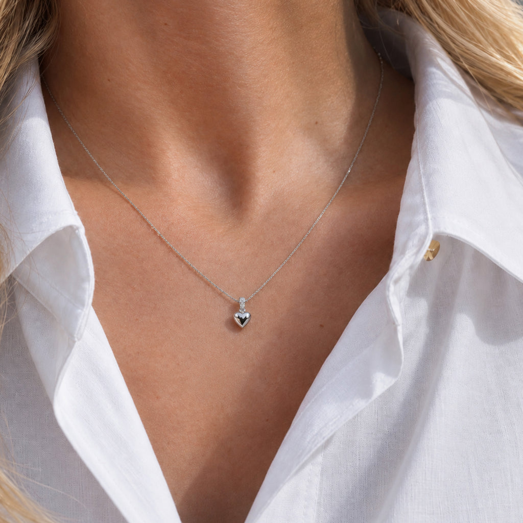 Crystal Bail Heart Pendant Necklace