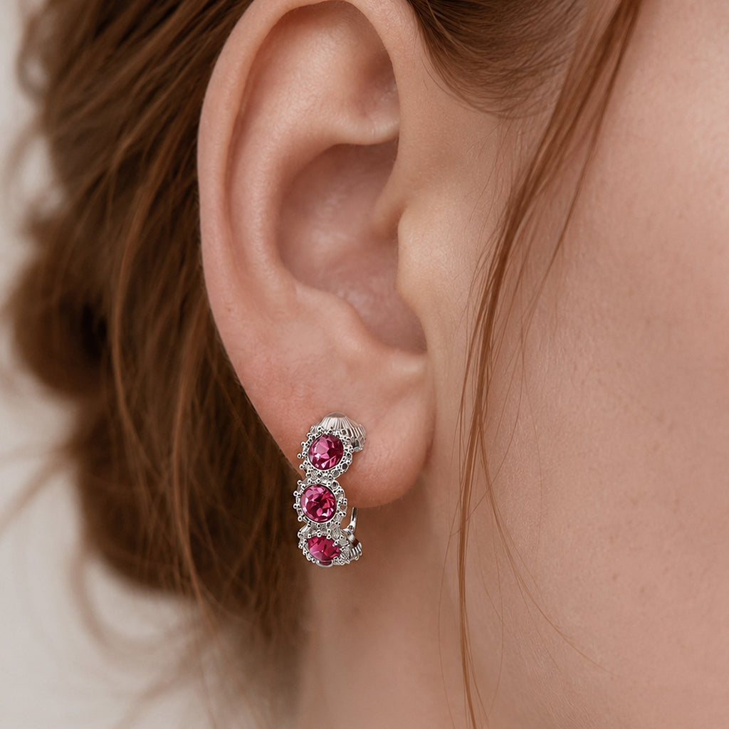 Zircon Cluster Leverback Hoop Earrings