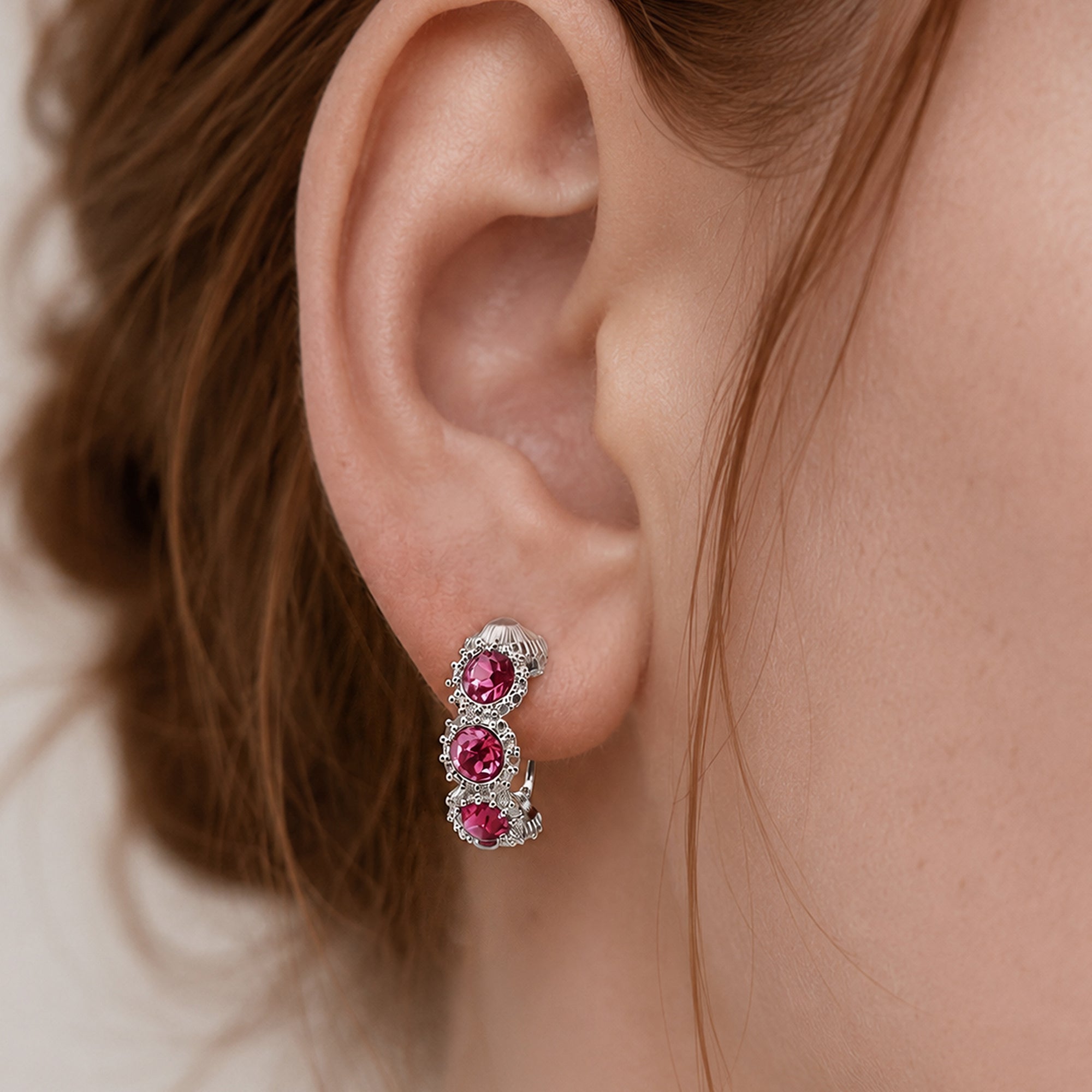 Zircon Cluster Leverback Hoop Earrings
