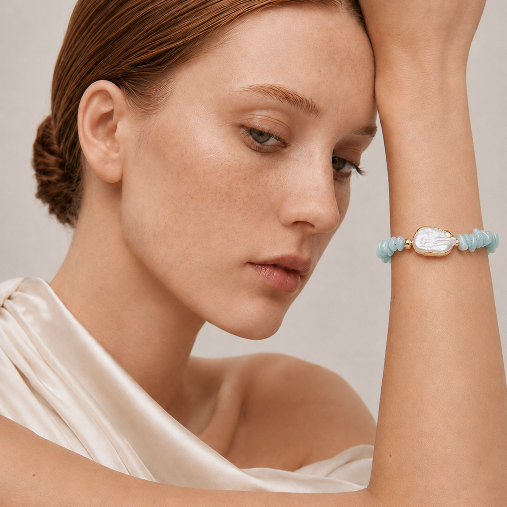 Gold-Plated Natural Stone Baroque Pearl Bracelet
