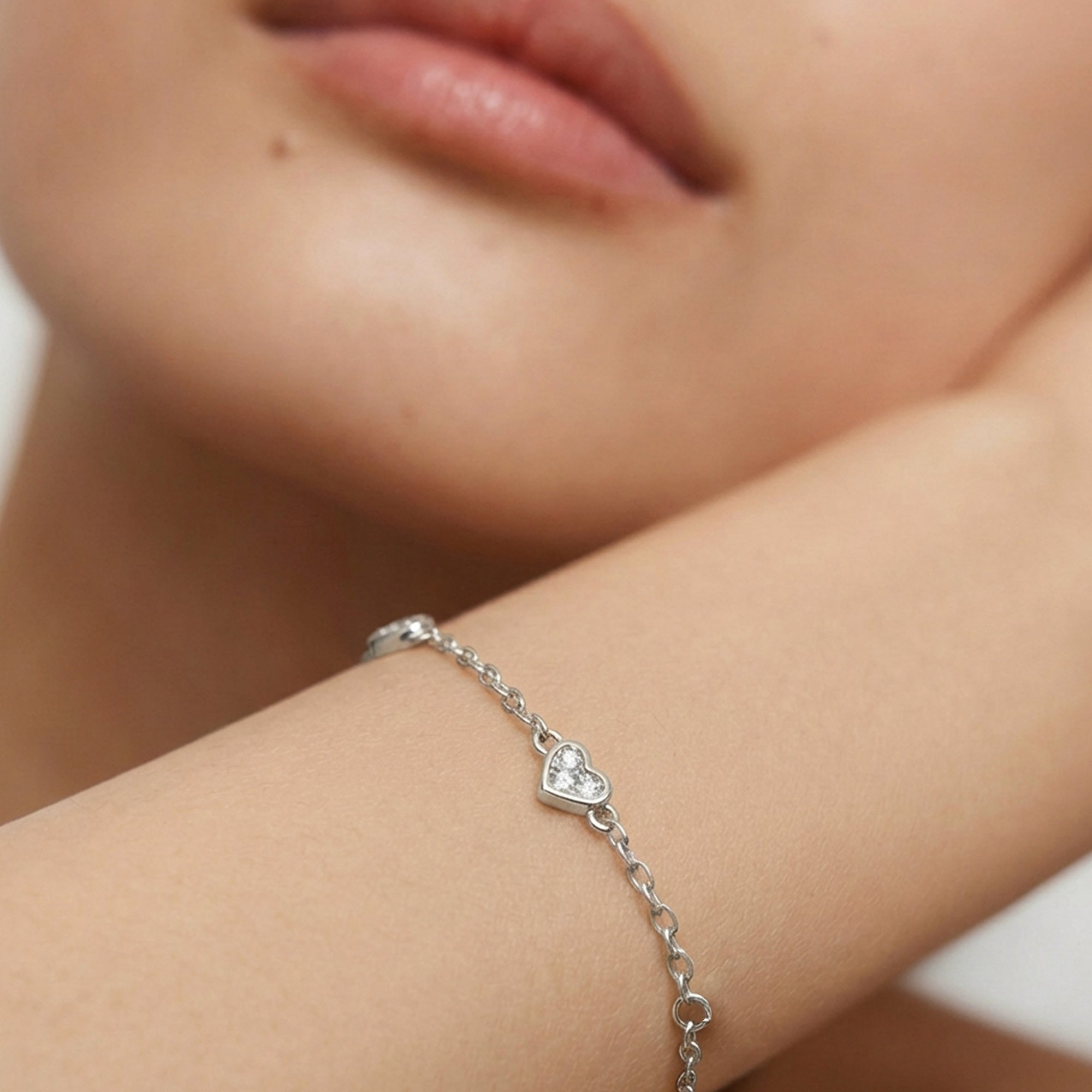 Heart S999 Silver Chain Bracelet with Color Variants