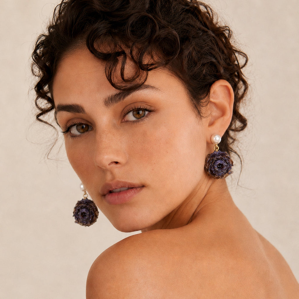 Resin Floral Pearl S925 Drop Earrings