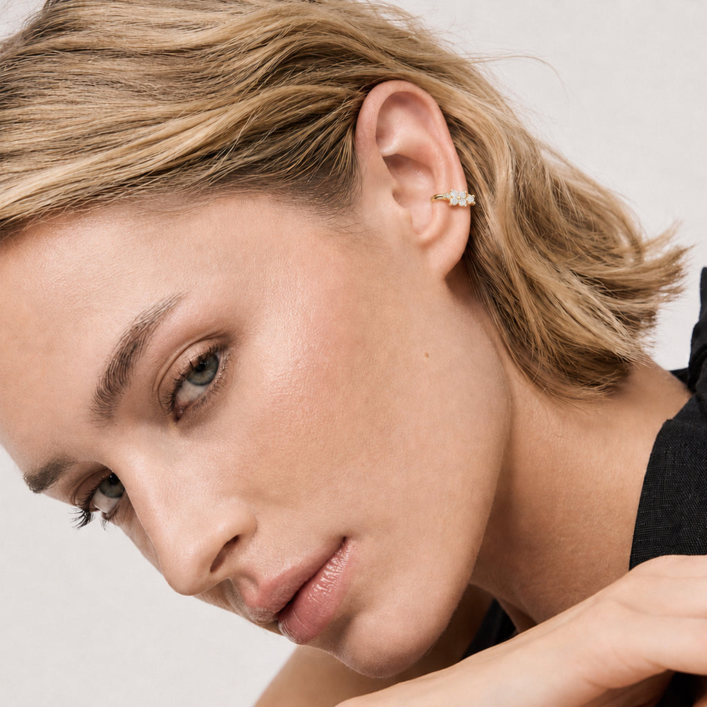 Floral 5A Zircon Huggie Hoop Earrings