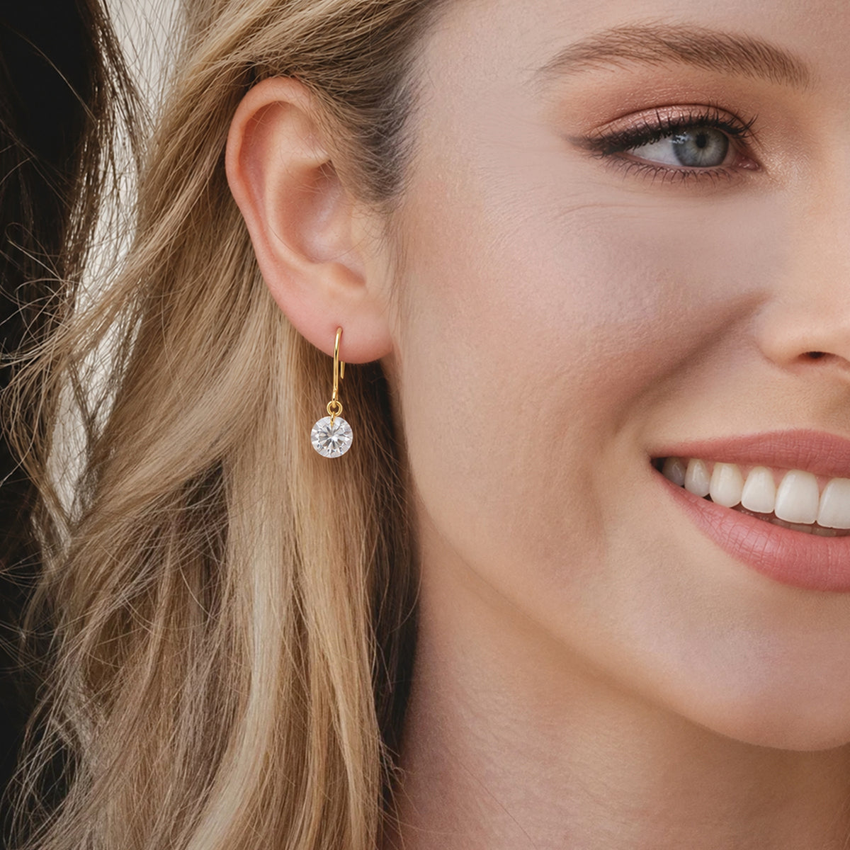 18K Gold-Plated S925 5A Zircon Hook Drop Earrings