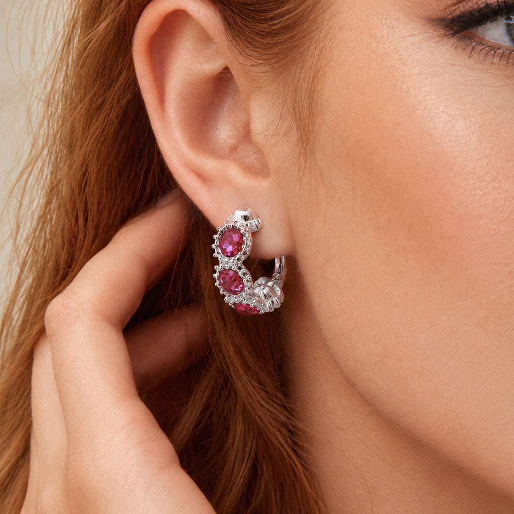 Zircon Cluster Leverback Hoop Earrings