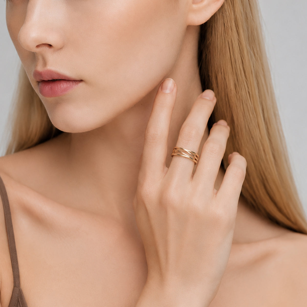 18K Gold-Plated S925 Interwoven Band Ring