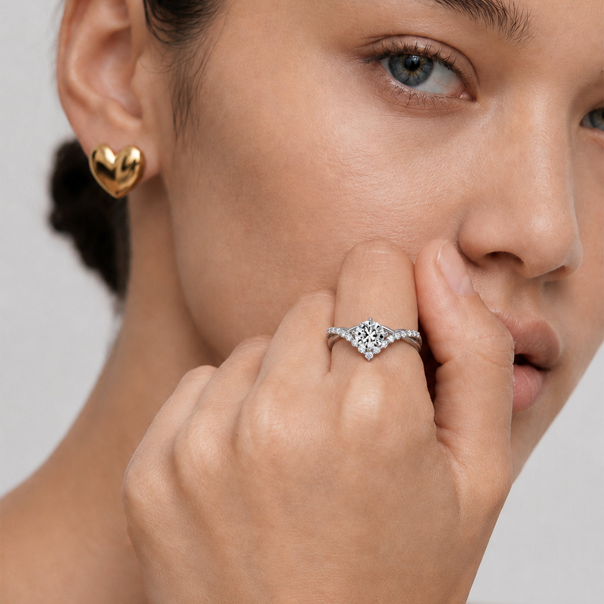 Adjustable S925 Silver Zircon Couple Ring Set