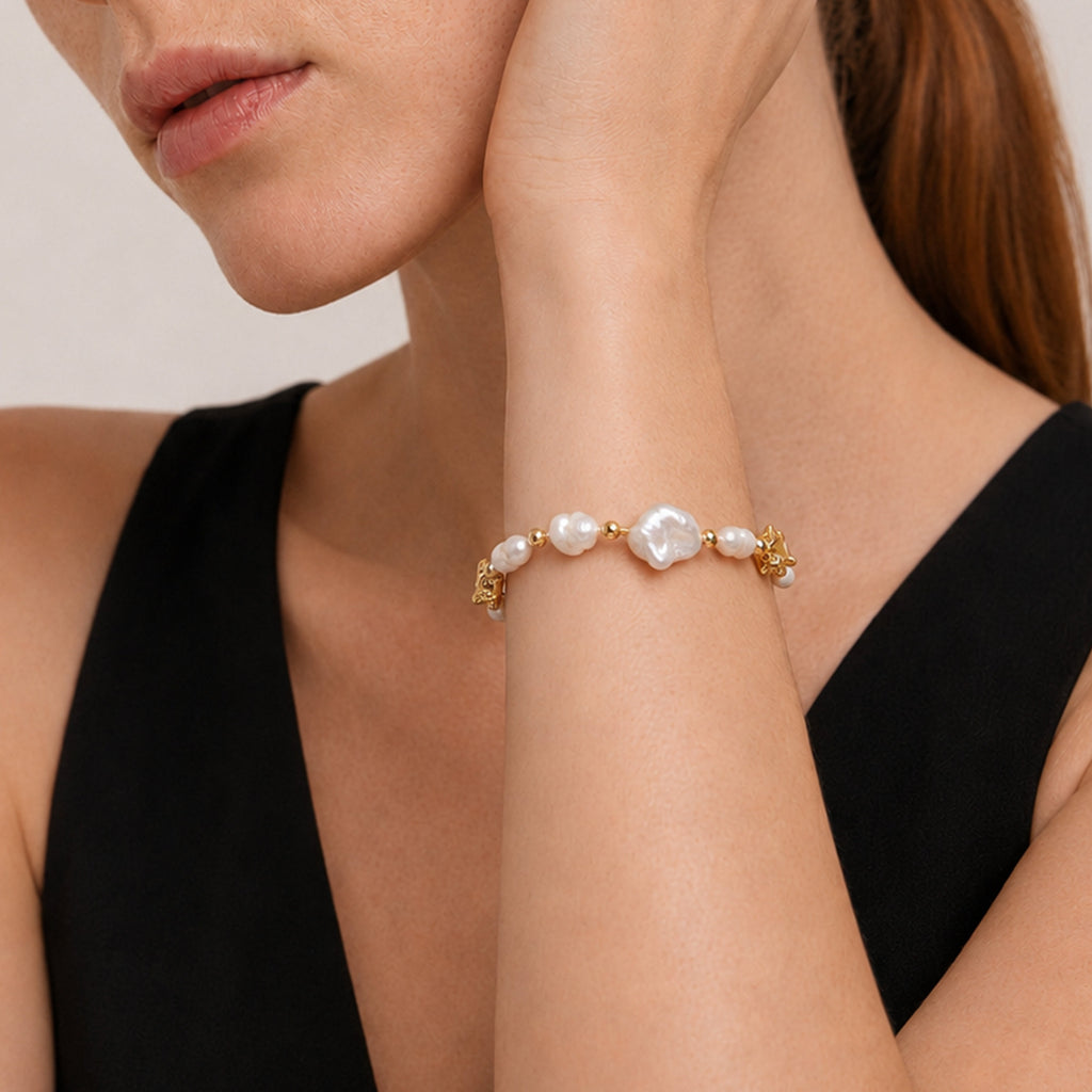 18K Gold-Plated Irregular Baroque Pearl Bracelet